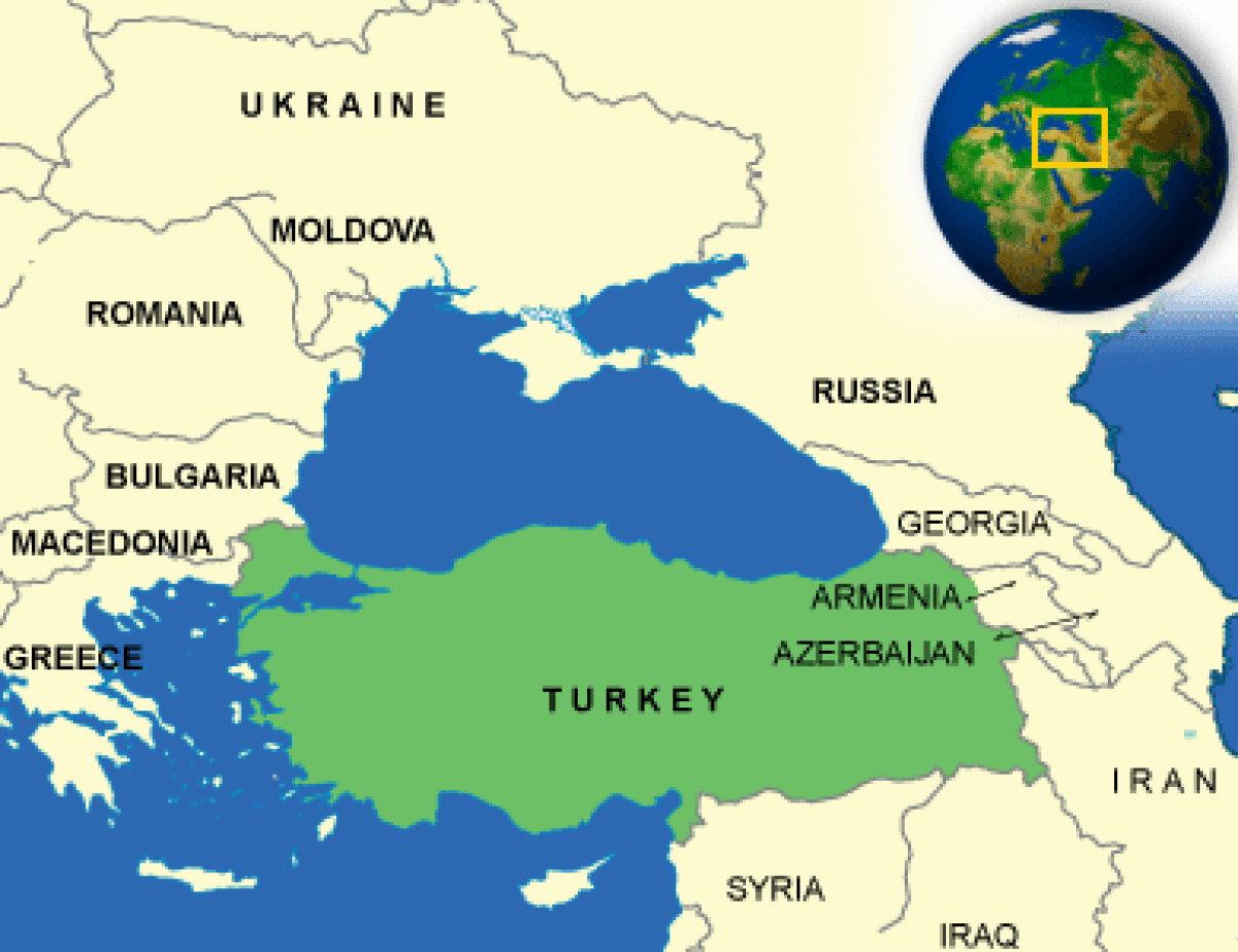 Map Of World Showing Turkey - Map of world